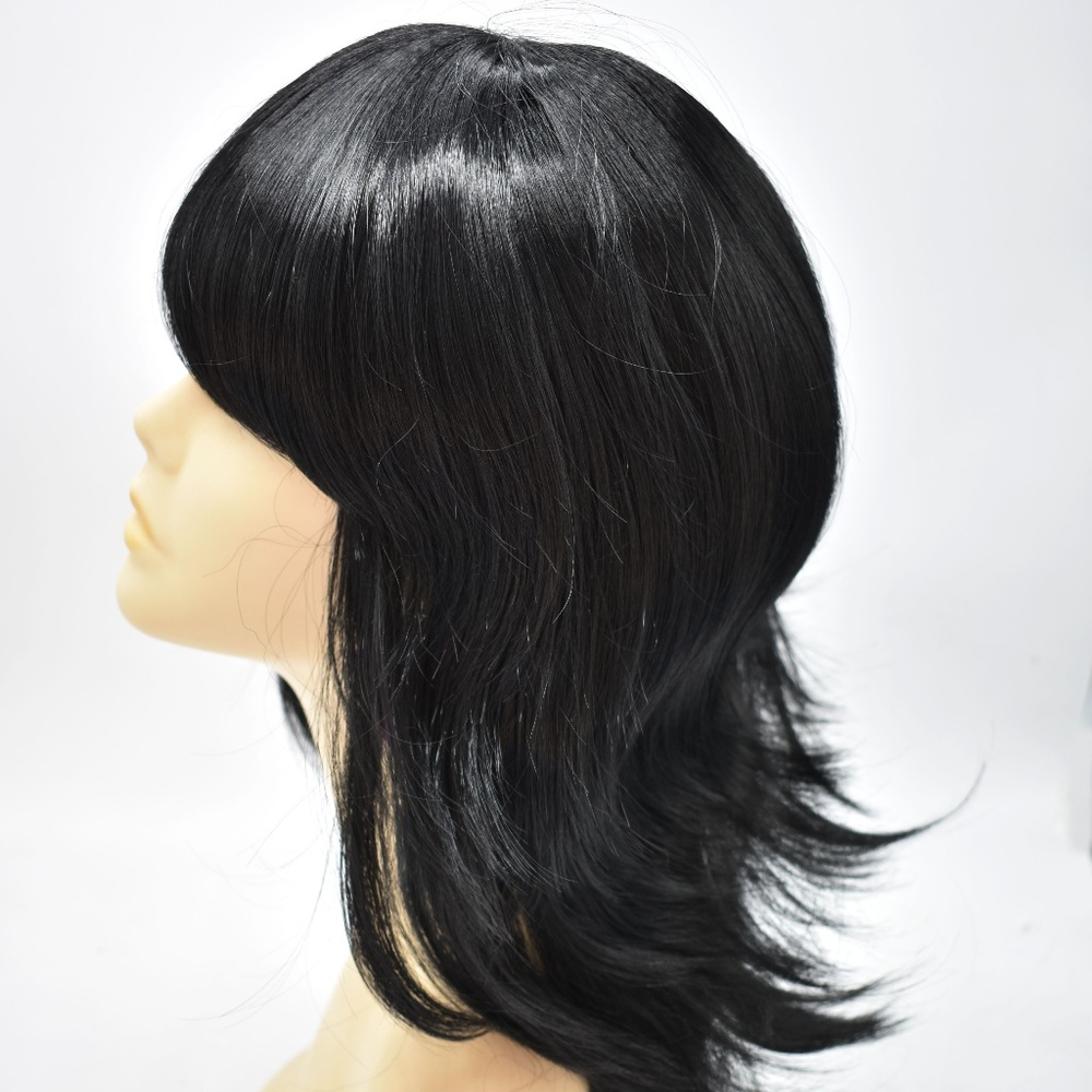 Black Feathered 100% Heat Resistant Synthetic Wig